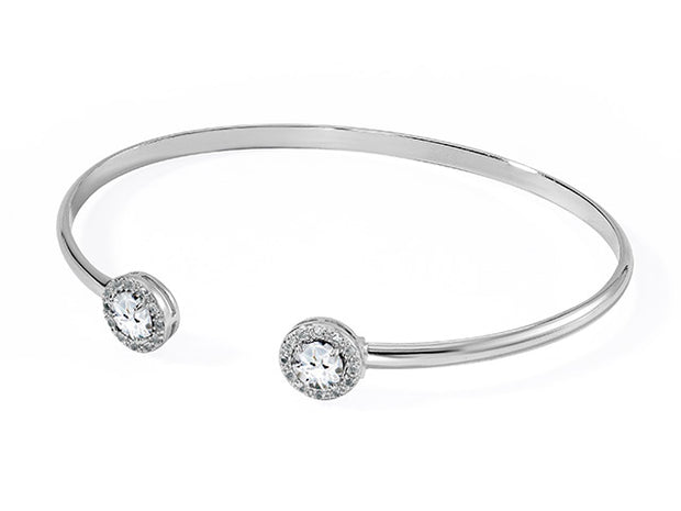 Silver White Topaz Cuff Bracelet