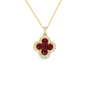 14K Yellow Gold Ruby and Diamond Pendant