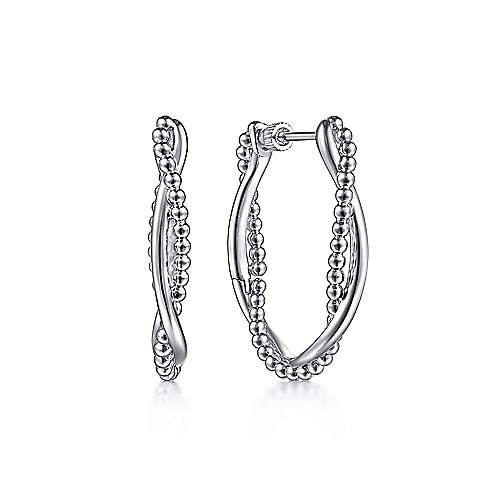 Gabriel & Co., Sterling Silver  Bujukan Hoop Earrings.