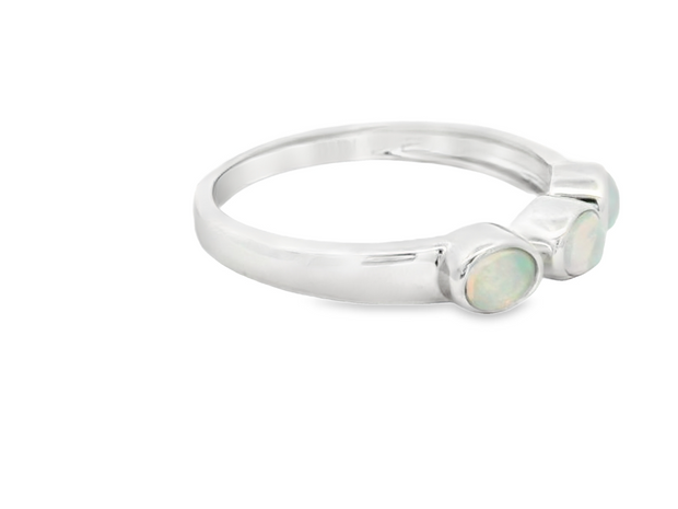 14K White Gold 3 Stone Opal Ring