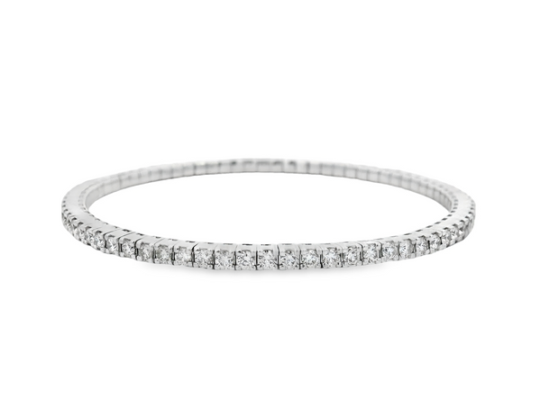 14K White Gold Expandable Diamond Bracelet - 3.25ctw