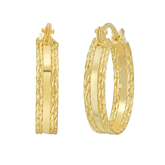 14K Sparkle Huggie Hoop Earrings