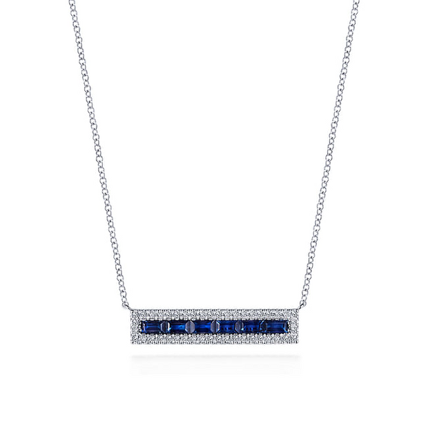 Gabriel & Co. Sapphire and Diamond Pendant Necklace