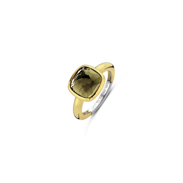 TiSento Ring with Khaki Cushion Gemstone