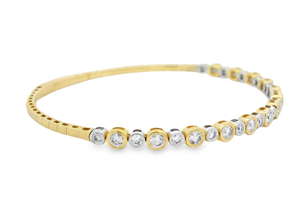 14K Two-Tone Diamond Bangle Bracelet - 1.42ctw
