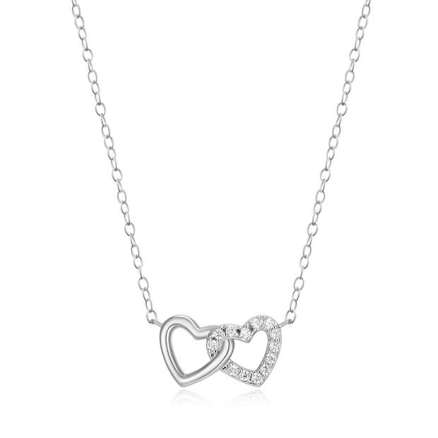 Monte Luna Silver Open Heart Pendant Necklace