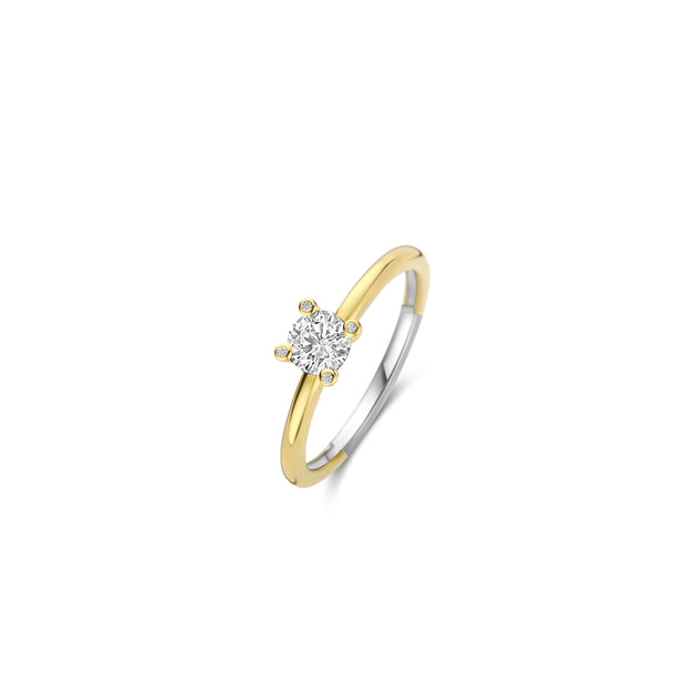 Ti Sento Yellow Solitaire Ring with Round CZ