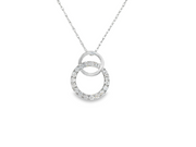 14K White Gold Natural Diamond Intertwined Circle Pendant
