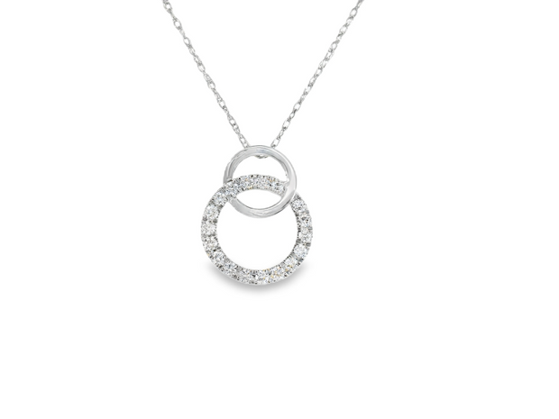 14K White Gold Natural Diamond Intertwined Circle Pendant