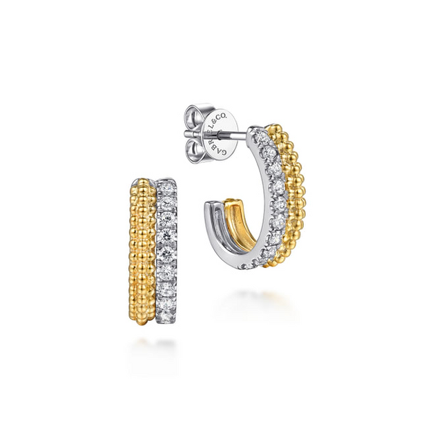 Gabriel & Co. White & Yellow Diamond Bujukan Hoop Earrings