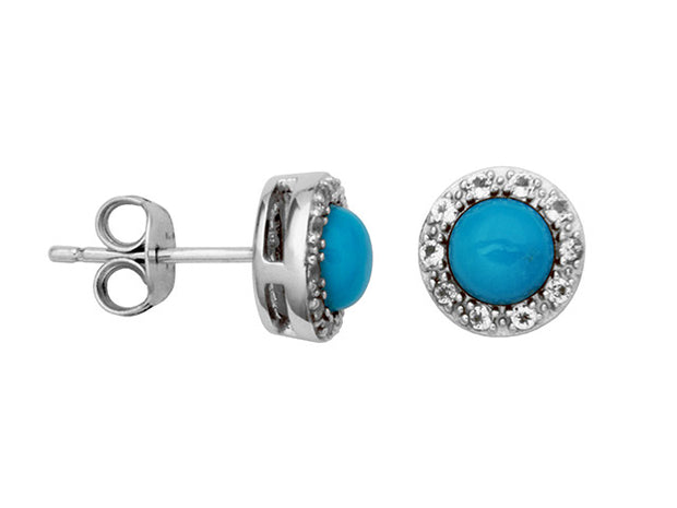 Silver Birthstone Earrings- Turquoise