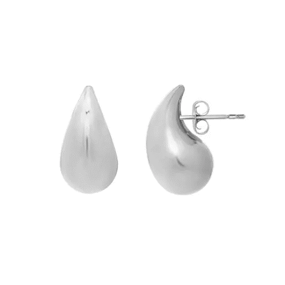 Silver Puffed Tear Drop Earrings