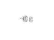 14K White Gold Baguette & Round Diamond Stud Earrings