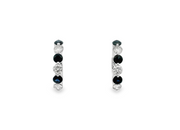 14K White Gold Diamond and Sapphire Hoop Earrings
