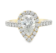 14 Karat Yellow Pear Halo engagement Ring - 1.67ctw