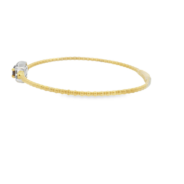 14K Yellow Gold Flexible Bangle with Ruby and Diamond Accent