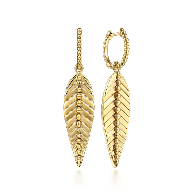 Gabriel & Co. Yellow Gold Dangle Leaf Earrings