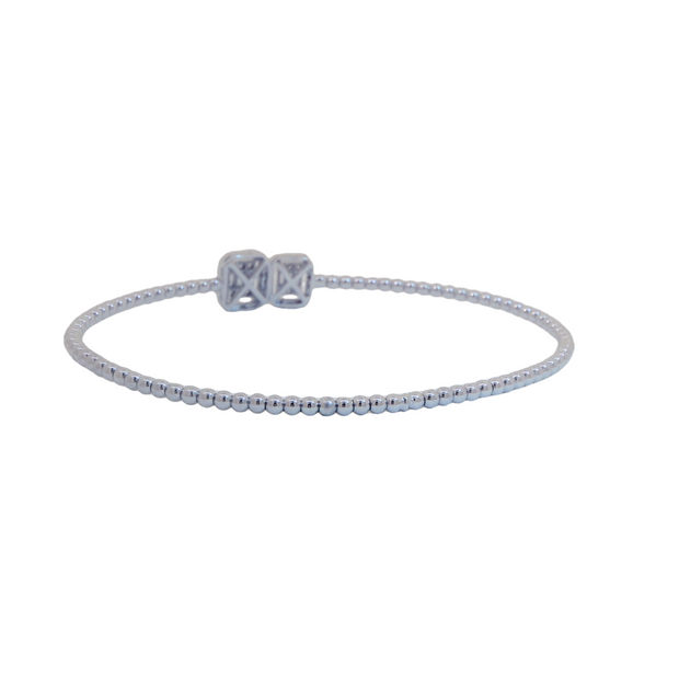 14K White Gold Flexible Diamond Bangle - .45ctw