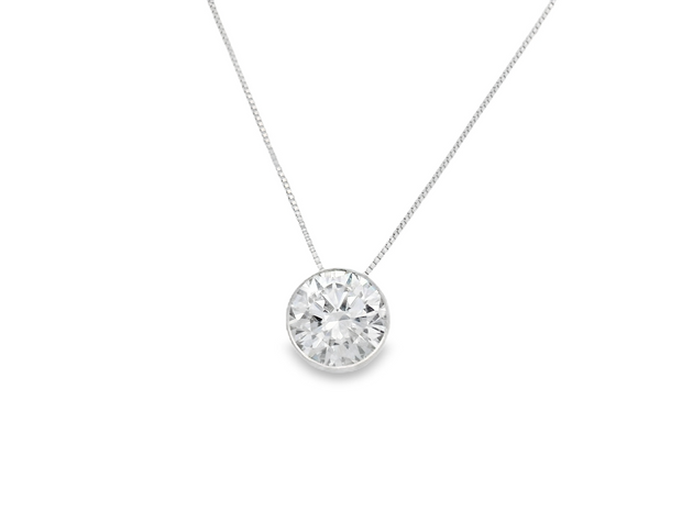 14K White Gold Round Lab Grown Diamond Pendant - 2.01ct