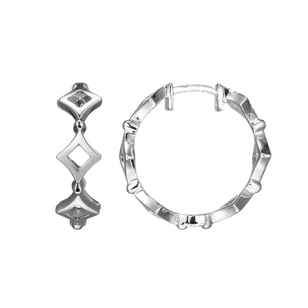 Elle Sterling Silver Rhombus Hoop Earrings