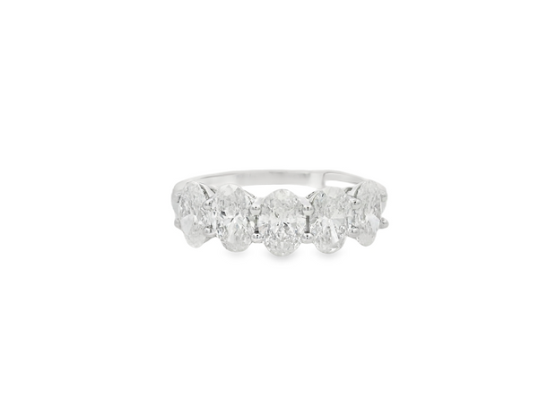 14K White Gold Lab Grown 5-Stone Diamond Band - 2.00ctw