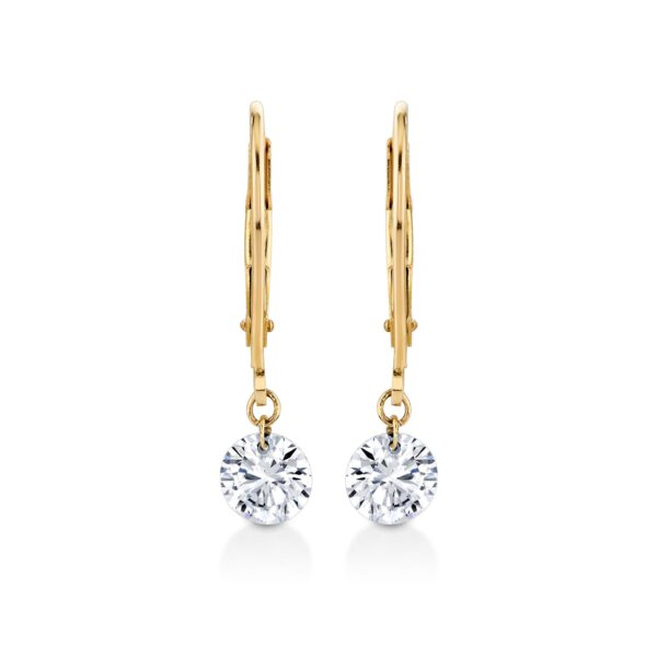 14K Yellow Gold Lab Grown Diamond Dangle Earrings