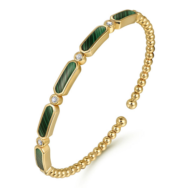 Gabriel & Co. Diamond and Malachite Bujukan Bangle