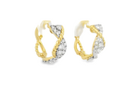 14K Two-Tone Diamond Huggie Earrings