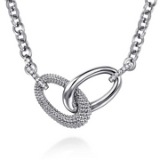 Gabriel & Co Silver Bujukan Link Chain Necklace with White Sapphires
