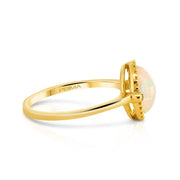 14K Yellow Gold Opal & Diamond Ring