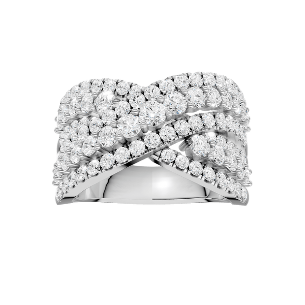 White Gold Lab Created  Criss Cross Fashion Ring