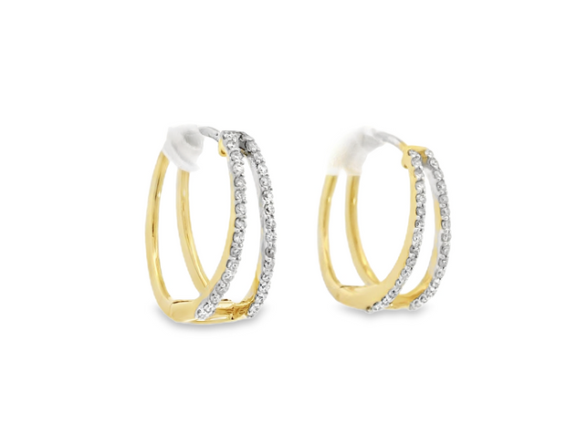 14K Two-Tone Diamond Huggie Earrings