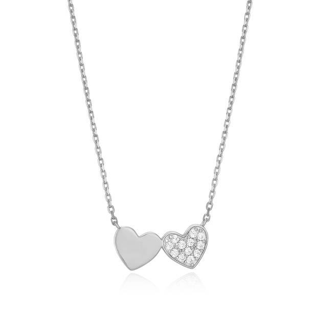 Monte Luna Silver Twin Heart Necklace