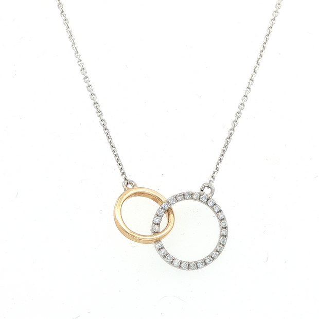 14K Yellow & White gold Double Circle Pendant