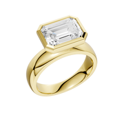 Yellow Gold East-West Lab Grown Emerald Diamond Engagement Ring