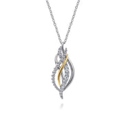 Gabriel & Co. Sterling Silver & Yellow Gold Bujukan Multi row White Sapphire Pendant
