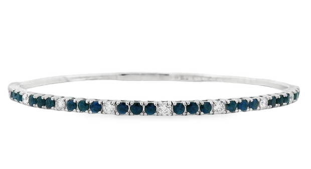 14K White Gold Sapphire & Diamond Flexible Diamond Bracelet