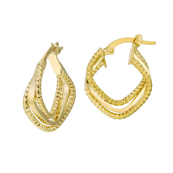 14K Yellow Interwoven Hoop Earrings