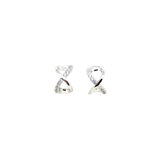 Silver Infinity Huggie Std Earrings