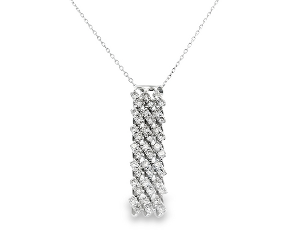 14K White Gold Flexible Diamond Lattice Pendant