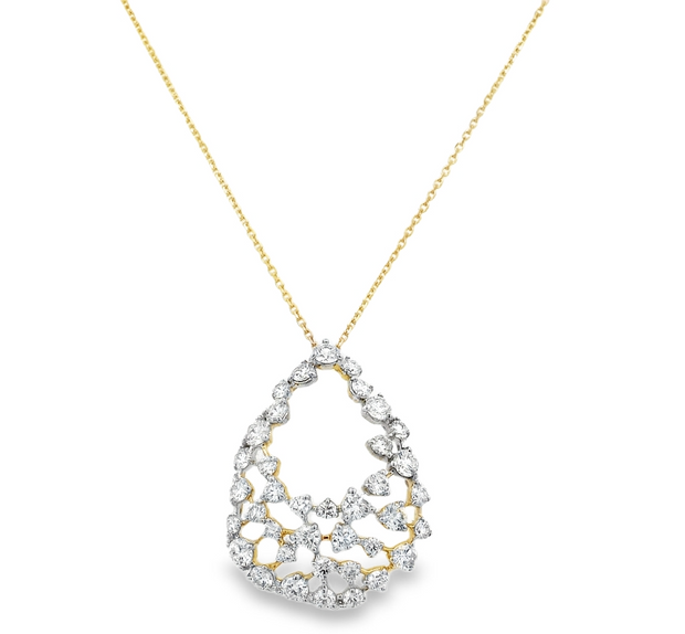 14K Yellow Gold Diamond Teardrop Pendant - Large