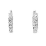 14K White Gold Lab Grown Diamond Huggie Earrings - 1.00ctw