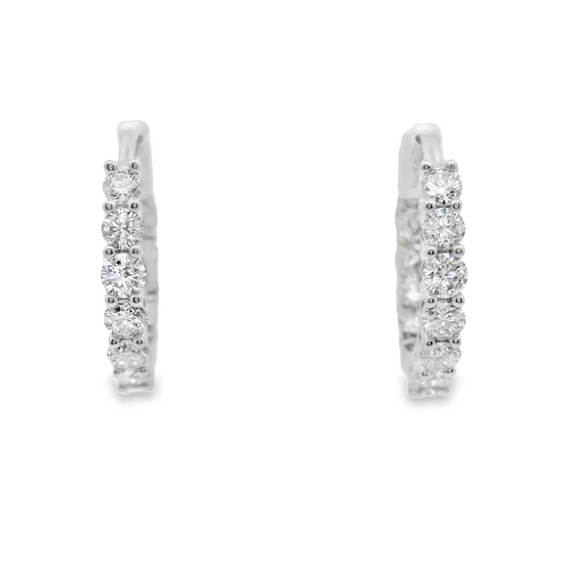 14K White Gold Lab Grown Diamond Huggie Earrings - 1.00ctw