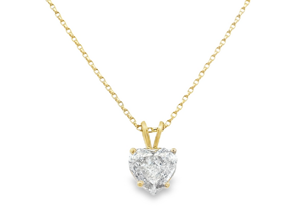 14K Yellow Gold Natural Diamond Heart Pendant-1.16ct