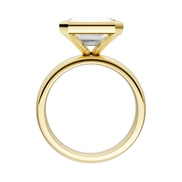 Yellow Gold East-West Lab Grown Emerald Diamond Engagement Ring