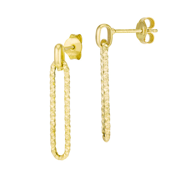 14K Yellow Oval Dangle Earrings
