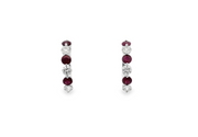 14K White Gold Ruby & Diamond Hoop Earrings - 15mm