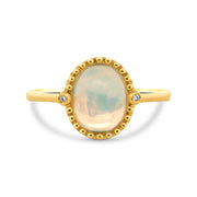 14K Yellow Gold Opal & Diamond Ring