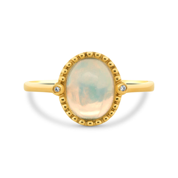 14K Yellow Gold Opal & Diamond Ring