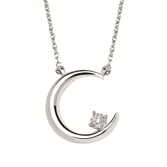 Silver Half Moon Pendant Necklace